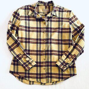 Buffalo Jackson Trading Company flannel shirt Womens Small butter yellow cotton